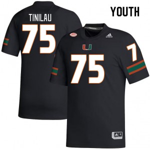 Youth Frankie Tinilau Black University of Miami College Football #75 Jersey 682623-175
