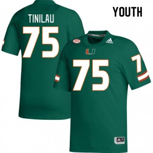 Youth Frankie Tinilau Green Hurricanes College Football #75 Jersey 918865-879