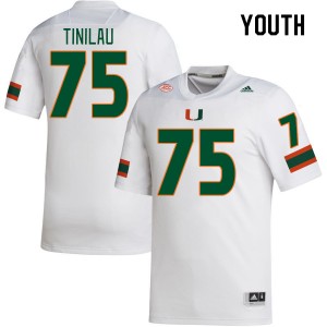 Youth Frankie Tinilau White Miami Hurricanes College Football #75 Jersey 178119-718