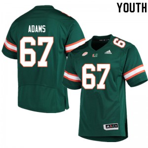 Youth Gavin Adams Green Miami College Football #67 Jersey 353168-578