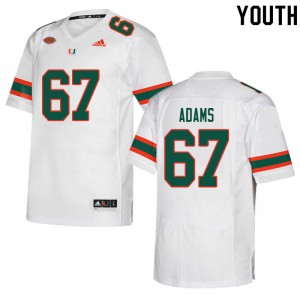 Youth Gavin Adams White Miami College Football #67 Jersey 834228-674