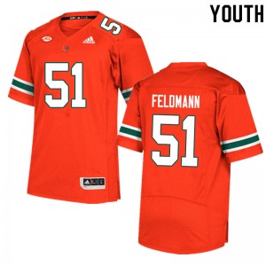 Youth Graden Feldmann Orange University of Miami College Football #51 Jersey 982307-168