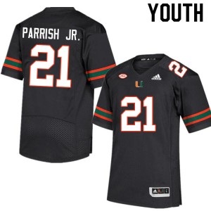 Youth Henry Parrish Jr. Black Miami College Football #21 Jersey 715652-104