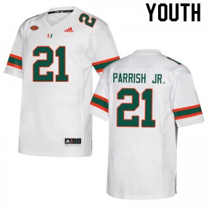 Youth Henry Parrish Jr. White Miami Hurricanes College Football #21 Jersey 971529-532