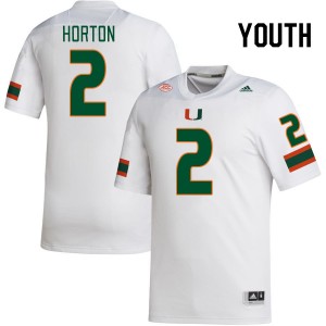 Youth Isaiah Horton White Miami College Football #2 Jersey 147786-224