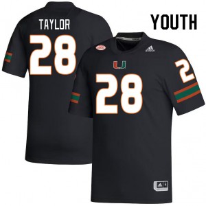 Youth Isaiah Taylor Black University of Miami College Football #28 Jersey 578491-974