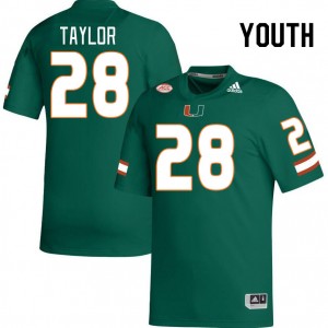 Youth Isaiah Taylor Green Miami College Football #28 Jersey 579258-512