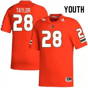 Youth Isaiah Taylor Orange Miami College Football #28 Jersey 106114-580