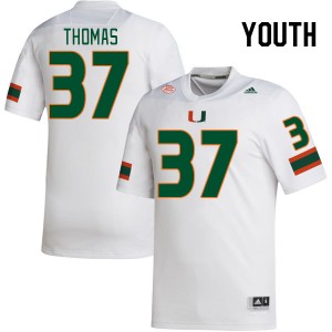 Youth Isaiah Thomas White University of Miami College Football #37 Jersey 414675-268