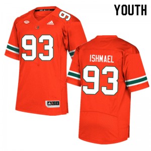 Youth Jabari Ishmael Orange Miami College Football #93 Jersey 302445-740