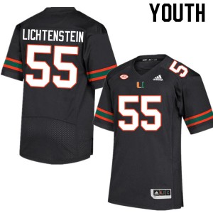 Youth Jacob Lichtenstein Black Miami College Football #55 Jersey 295763-614
