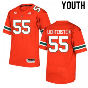 Youth Jacob Lichtenstein Orange University of Miami College Football #55 Jersey 343704-626