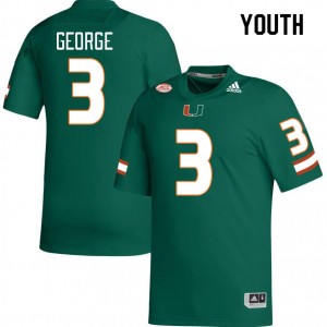 Youth Jacolby George Green Miami College Football #3 Jersey 472158-455