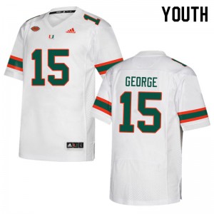 Youth Jacolby George White Miami Hurricanes College Football #15 Jersey 281314-145