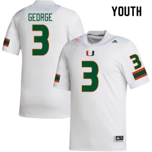 Youth Jacolby George White Miami College Football #3 Jersey 767171-933