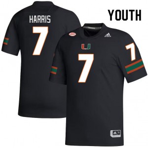 Youth Jaden Harris Black Hurricanes College Football #7 Jersey 557349-109