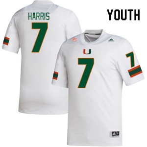 Youth Jaden Harris White Miami College Football #7 Jersey 123379-787