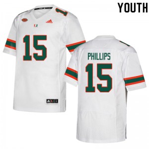Youth Jaelan Phillips White Miami Hurricanes College Football #15 Jersey 930010-735