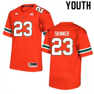 Youth Jaleel Skinner Orange University of Miami College Football #23 Jersey 713280-758