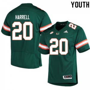 Youth Jalen Harrell Green Hurricanes College Football #20 Jersey 318985-665