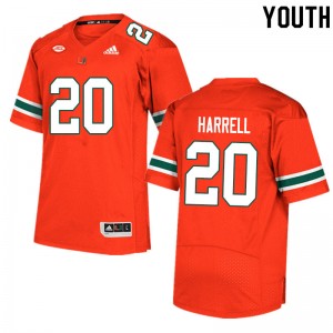 Youth Jalen Harrell Orange Miami College Football #20 Jersey 613481-889