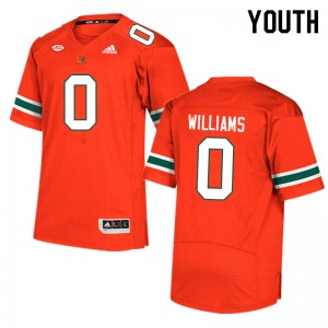 Youth James Williams Orange Miami Hurricanes College Football #0 Jersey 706270-217