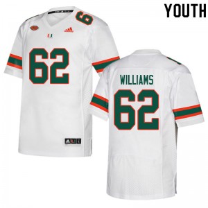 Youth Jarrid Williams White Miami College Football #62 Jersey 427382-915