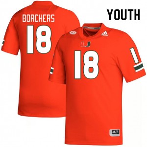 Youth Joe Borchers Orange Miami College Football #18 Jersey 942126-816