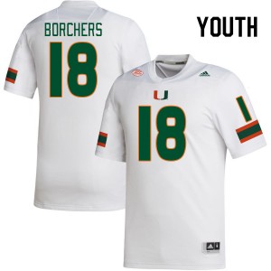 Youth Joe Borchers White Miami Hurricanes College Football #18 Jersey 269942-316