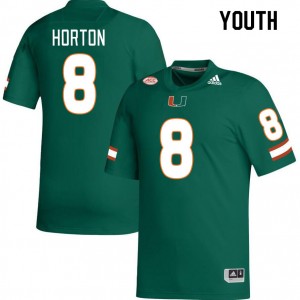 Youth Josh Horton Green Hurricanes College Football #8 Jersey 358887-607