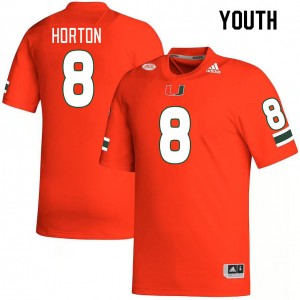 Youth Josh Horton Orange Hurricanes College Football #8 Jersey 984478-118