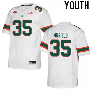 Youth Josh Murillo White University of Miami College Football #35 Jersey 329942-681