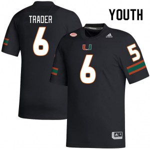 Youth Joshisa Trader Black University of Miami College Football #6 Jersey 969228-664