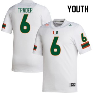 Youth Joshisa Trader White Miami College Football #6 Jersey 695510-840