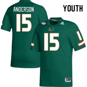 Youth Judd Anderson Green Miami College Football #15 Jersey 222791-484