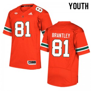 Youth Kahlil Brantley Orange Hurricanes College Football #81 Jersey 443338-278