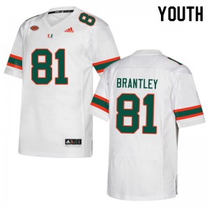 Youth Kahlil Brantley White Miami College Football #81 Jersey 753617-615