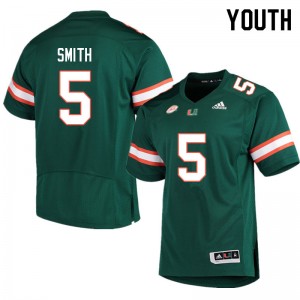 Youth Key'Shawn Smith Green Hurricanes College Football #5 Jersey 223677-517