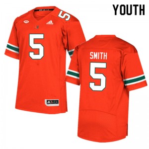 Youth Key'Shawn Smith Orange Hurricanes College Football #5 Jersey 663616-340