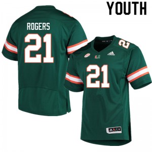 Youth Khamauri Rogers Green Miami College Football #21 Jersey 194878-660