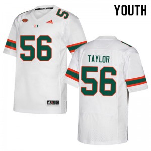 Youth Leonard Taylor White Miami College Football #56 Jersey 917241-936