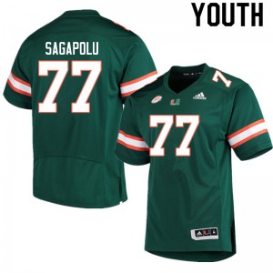 Youth Logan Sagapolu Green Miami College Football #77 Jersey 932031-480
