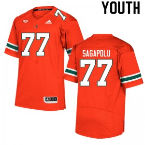 Youth Logan Sagapolu Orange Miami College Football #77 Jersey 952230-749