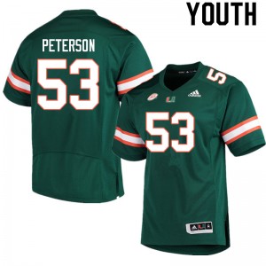 Youth Lucas Peterson Green Miami Hurricanes College Football #53 Jersey 454414-150