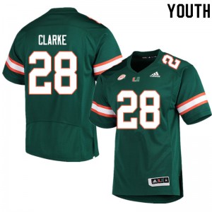 Youth Marcus Clarke Green Miami College Football #28 Jersey 602159-301
