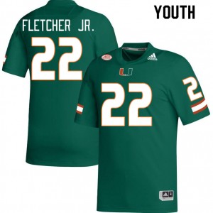 Youth Mark Fletcher Jr. Green Miami College Football #22 Jersey 298136-601