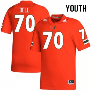 Youth Markel Bell Orange University of Miami College Football #70 Jersey 959924-550
