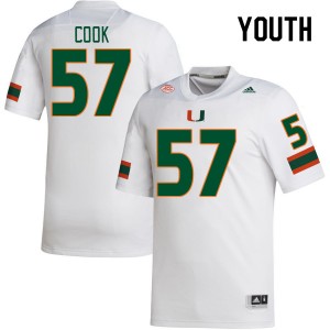 Youth Marley Cook White Hurricanes College Football #57 Jersey 949791-576