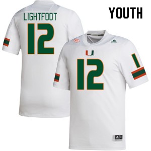 Youth Marquise LIghtfoot White Hurricanes College Football #12 Jersey 700249-901