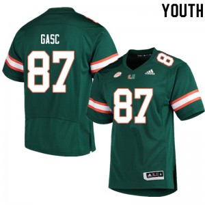 Youth Matias Gasc Green Hurricanes College Football #87 Jersey 153153-701